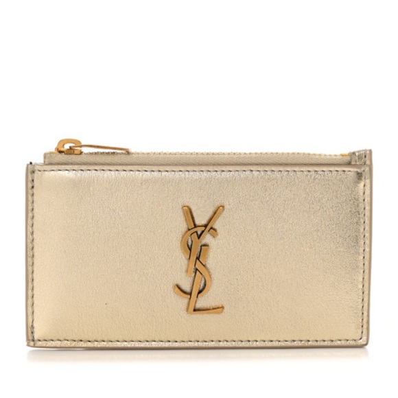 🆕 NWT Yves Saint Laurent Metallic Gold Wallet - Picture 1 of 9